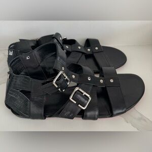 RUDSAK boho GLADIATOR SANDALS flats black leather grecian strappy crossover 40